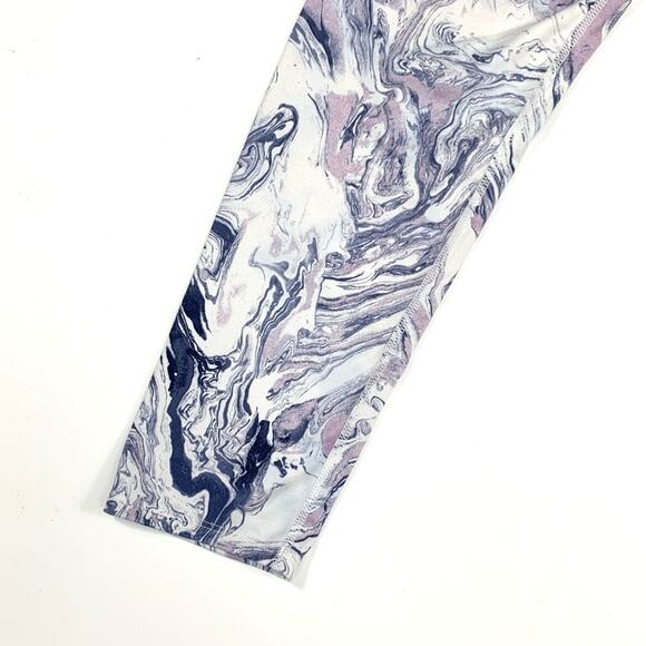 White Marbled Stretch High Waist Leggings - Picture 2 of 8